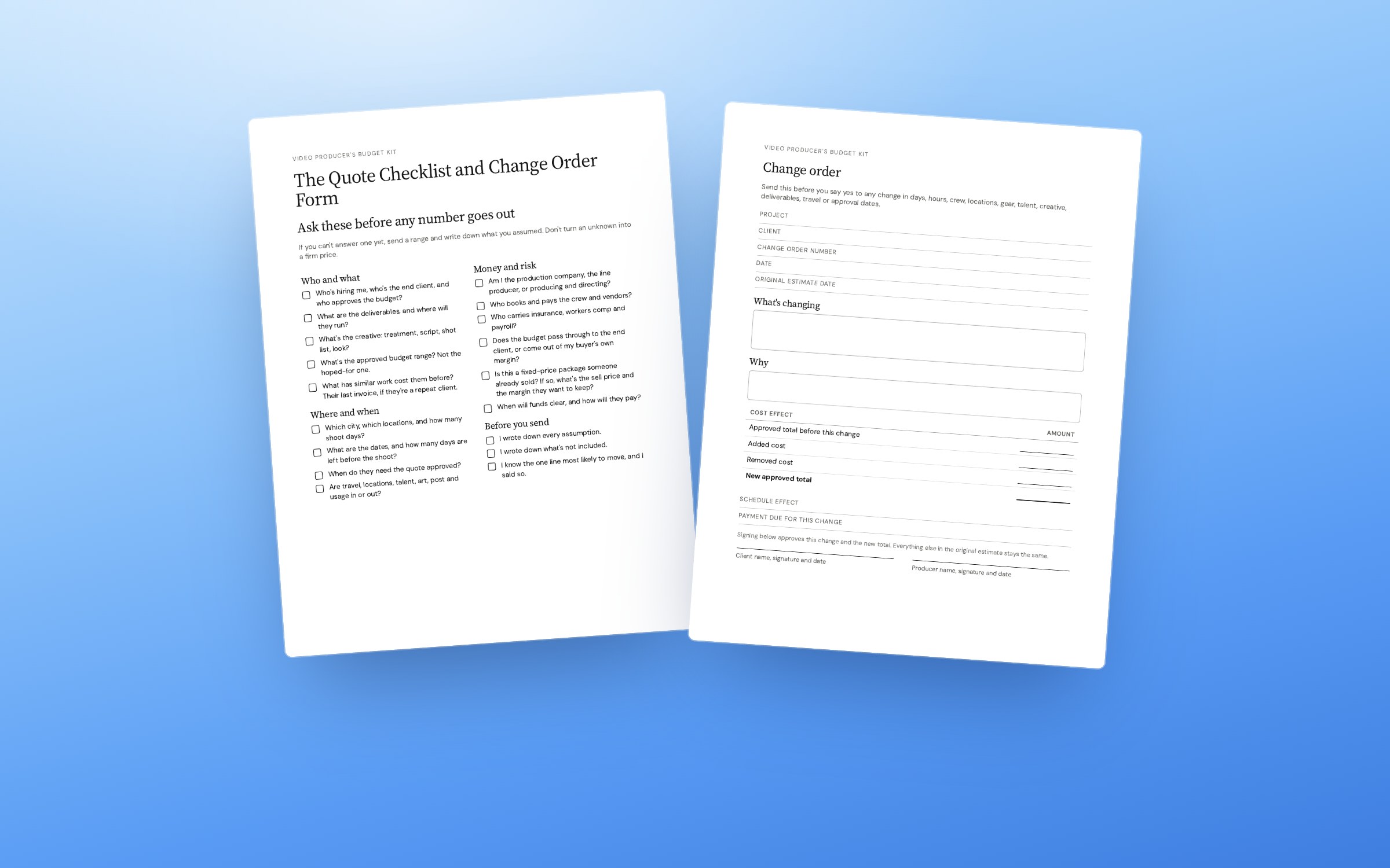 The Quote Checklist and Change Form